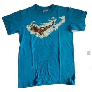 Vtg Blue Flying Eagle Graphic Print Single Stitch
